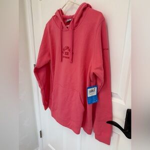 NWT Columbia Trek Graphic Hoodie Coral Pink Women’s Size L Soft Fleece Pullover